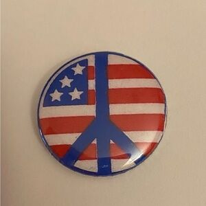 American Flag Patriotic Peace Sign Button